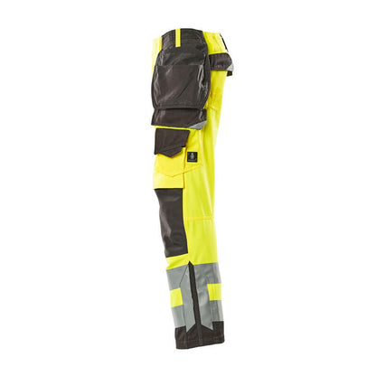 Hi Vis Yellow-Dark Anthracite - Lifestyle - Mascot Mens Safe Supreme Wigan Hi-Vis Holster Pocket Work Trousers