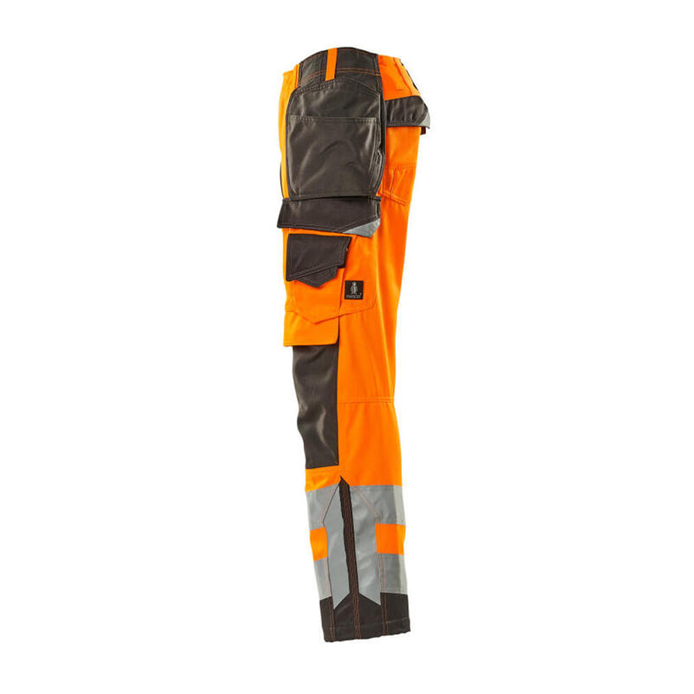 Hi Vis Orange-Dark Anthracite - Lifestyle - Mascot Mens Safe Supreme Wigan Hi-Vis Holster Pocket Work Trousers