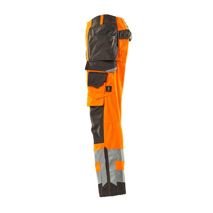 Hi Vis Orange-Dark Anthracite - Lifestyle - Mascot Mens Safe Supreme Wigan Hi-Vis Holster Pocket Work Trousers
