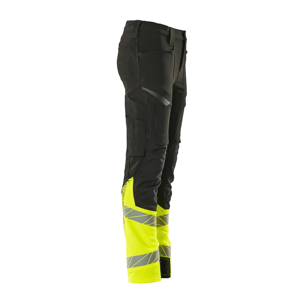 Black-Hi Vis Yellow - Back - Mascot Childrens-Kids Accelerate Safe Trousers