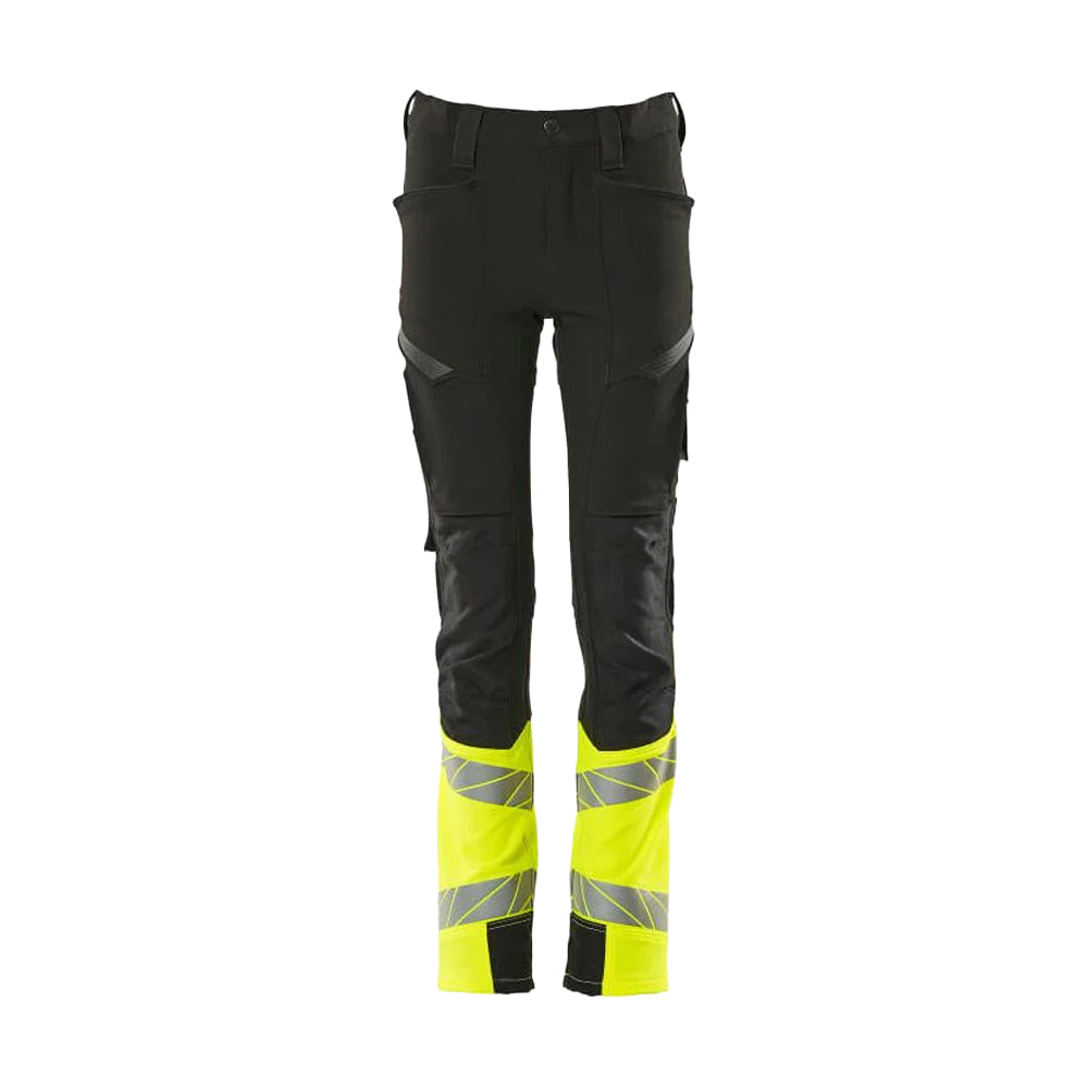 Black-Hi Vis Yellow - Front - Mascot Childrens-Kids Accelerate Safe Trousers