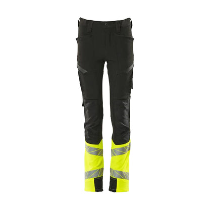 Black-Hi Vis Yellow - Front - Mascot Childrens-Kids Accelerate Safe Trousers