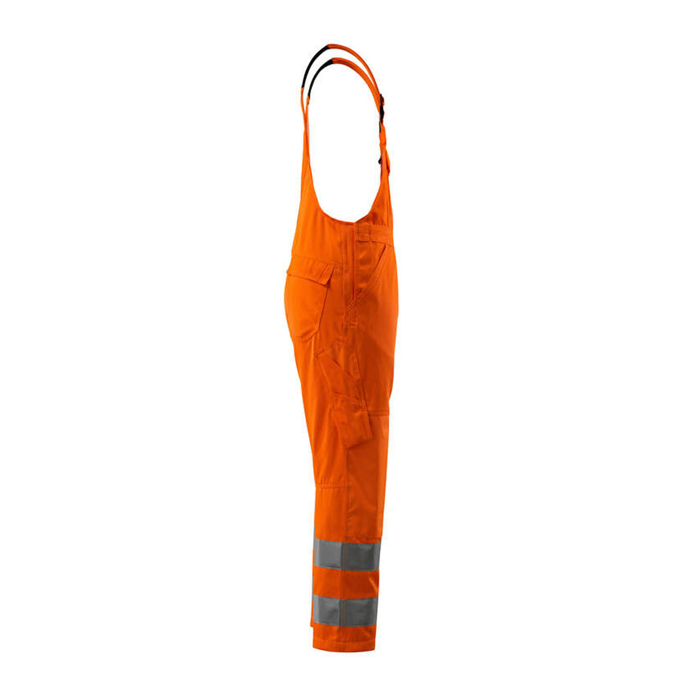 Hi Vis Orange - Side - Mascot Mens Safe Light Knee Pad Pockets Bib And Brace Overall