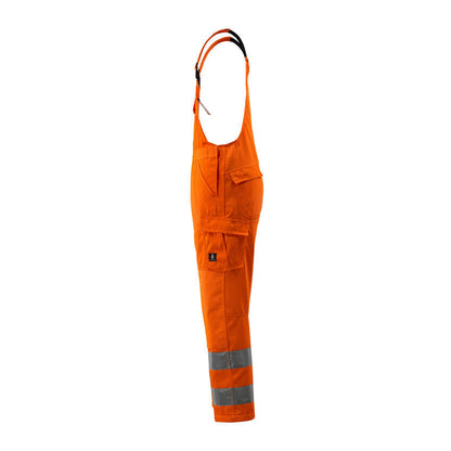Hi Vis Orange - Lifestyle - Mascot Mens Safe Light Knee Pad Pockets Bib And Brace Overall