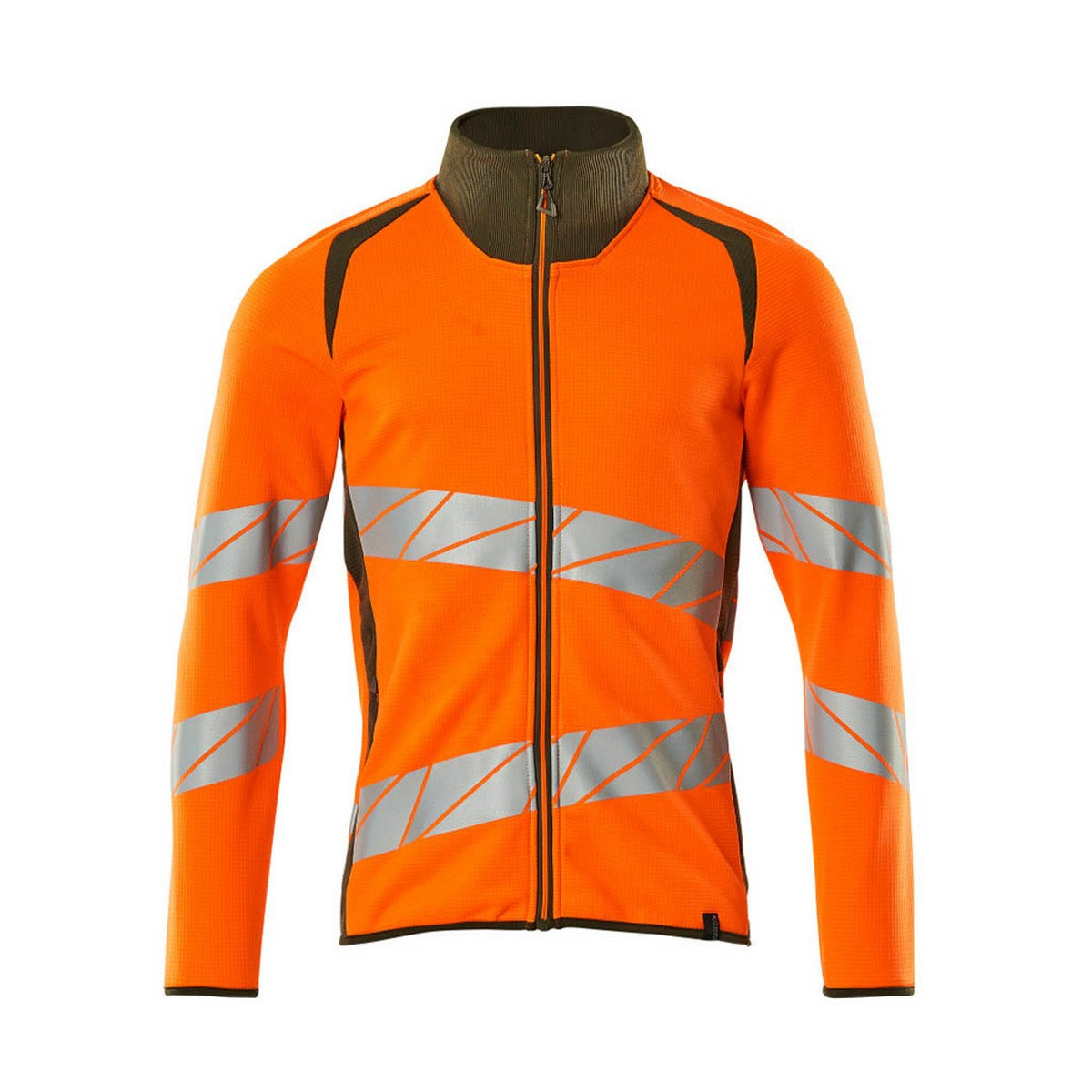 Hi Vis Orange-Moss Green - Front - Mascot Mens Accelerate Safe Full Zip Jacket