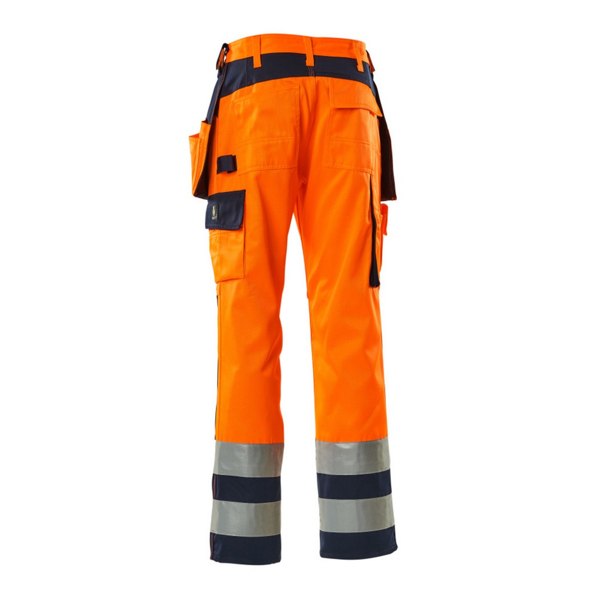 Hi Vis Orange-Navy - Back - Mascot Mens Safe Complete Almas Holster Pocket Work Trousers