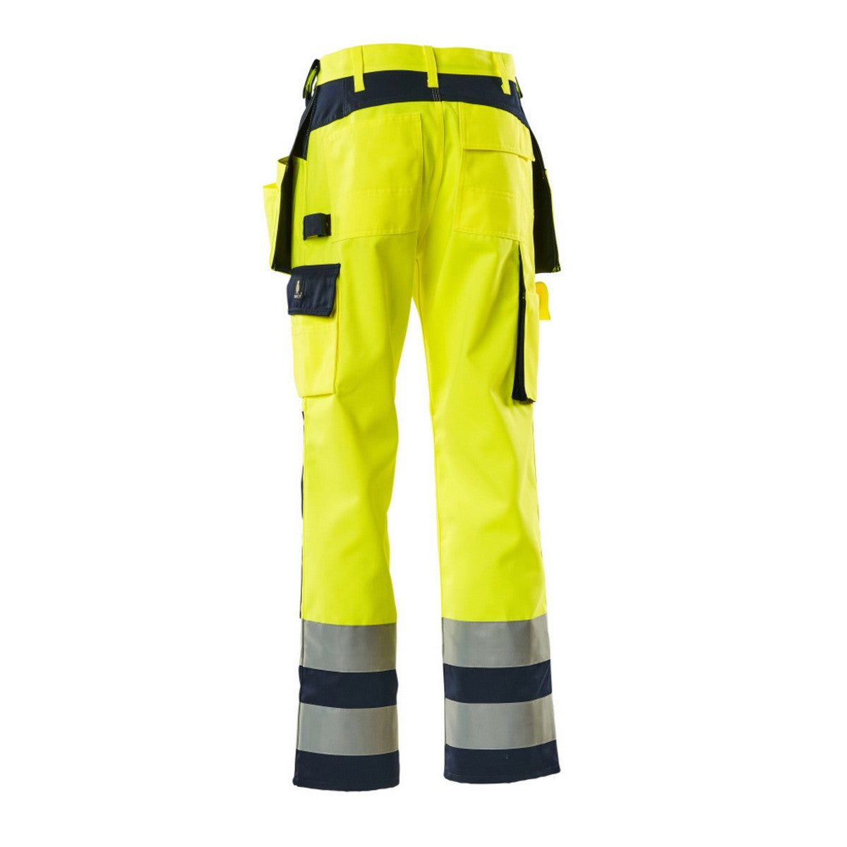 Hi Vis Yellow-Navy - Back - Mascot Mens Safe Complete Almas Holster Pocket Work Trousers