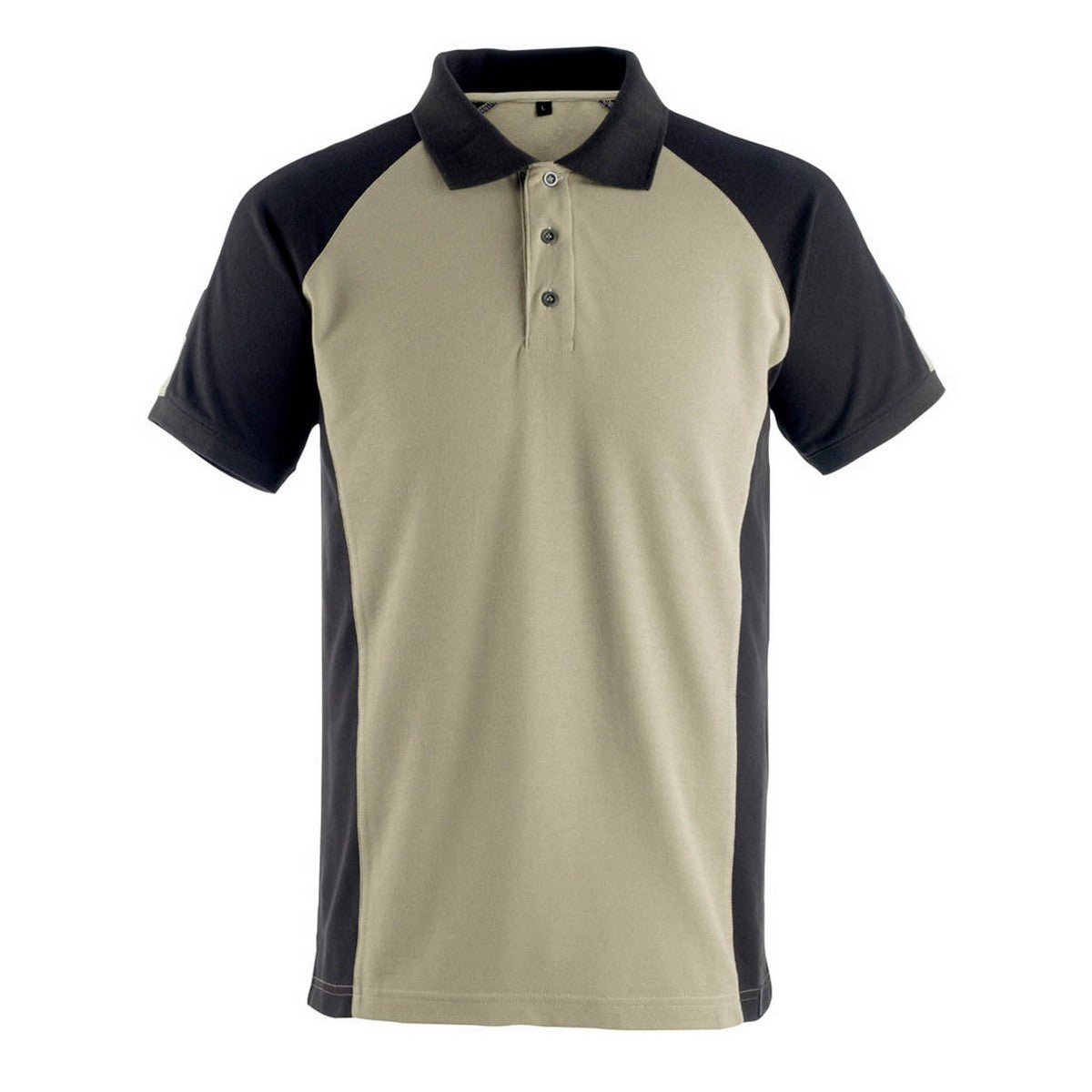 Light Khaki-Black - Front - Mascot Mens Bottrop Unique Polo Shirt