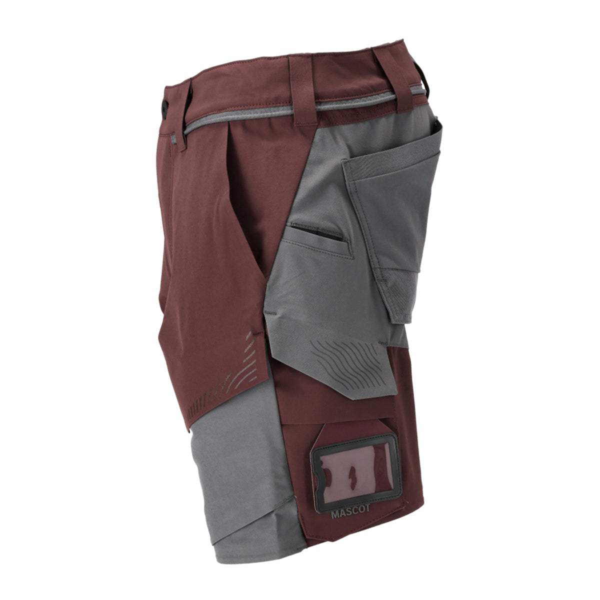 Bordeaux-Stone Grey - Side - Mascot Mens Customised Work Shorts