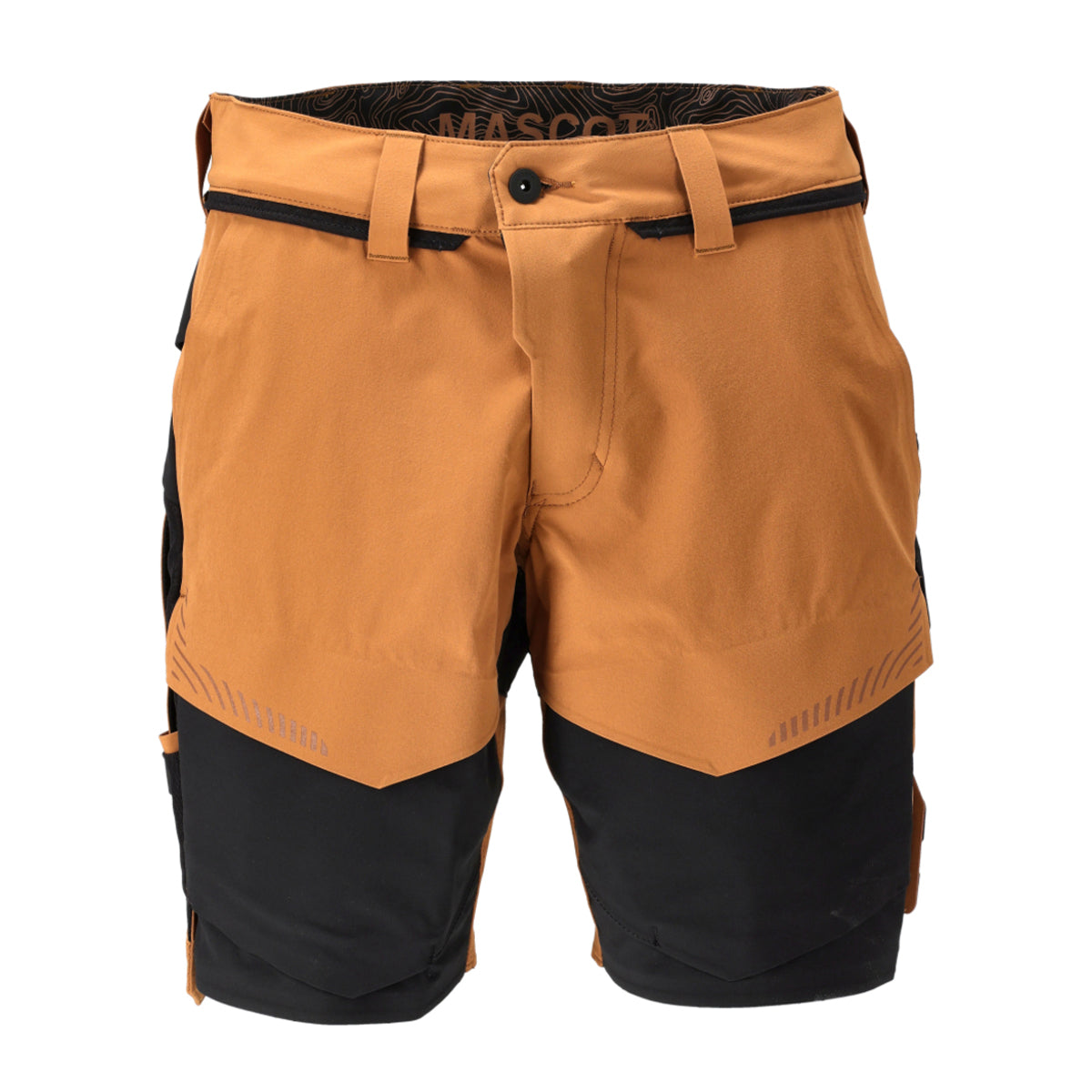 Nut Brown-Black - Front - Mascot Mens Customised Work Shorts