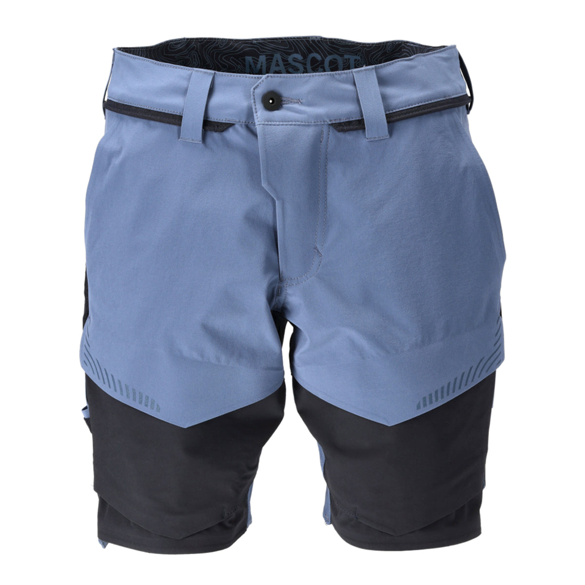 Stone Blue-Dark Navy - Front - Mascot Mens Customised Work Shorts