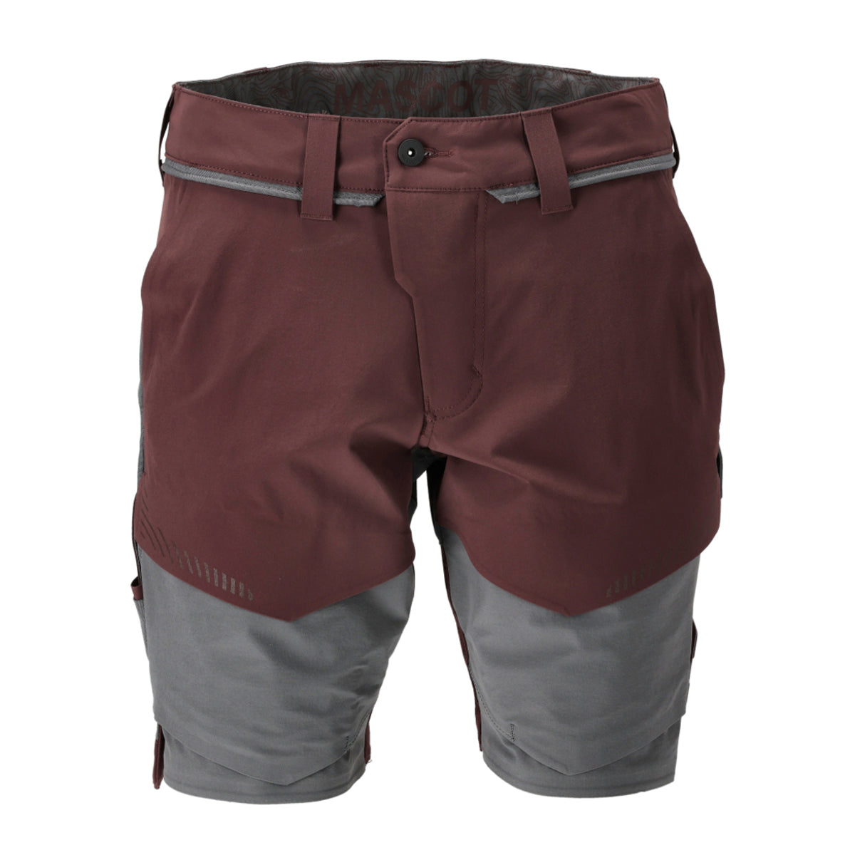 Bordeaux-Stone Grey - Front - Mascot Mens Customised Work Shorts