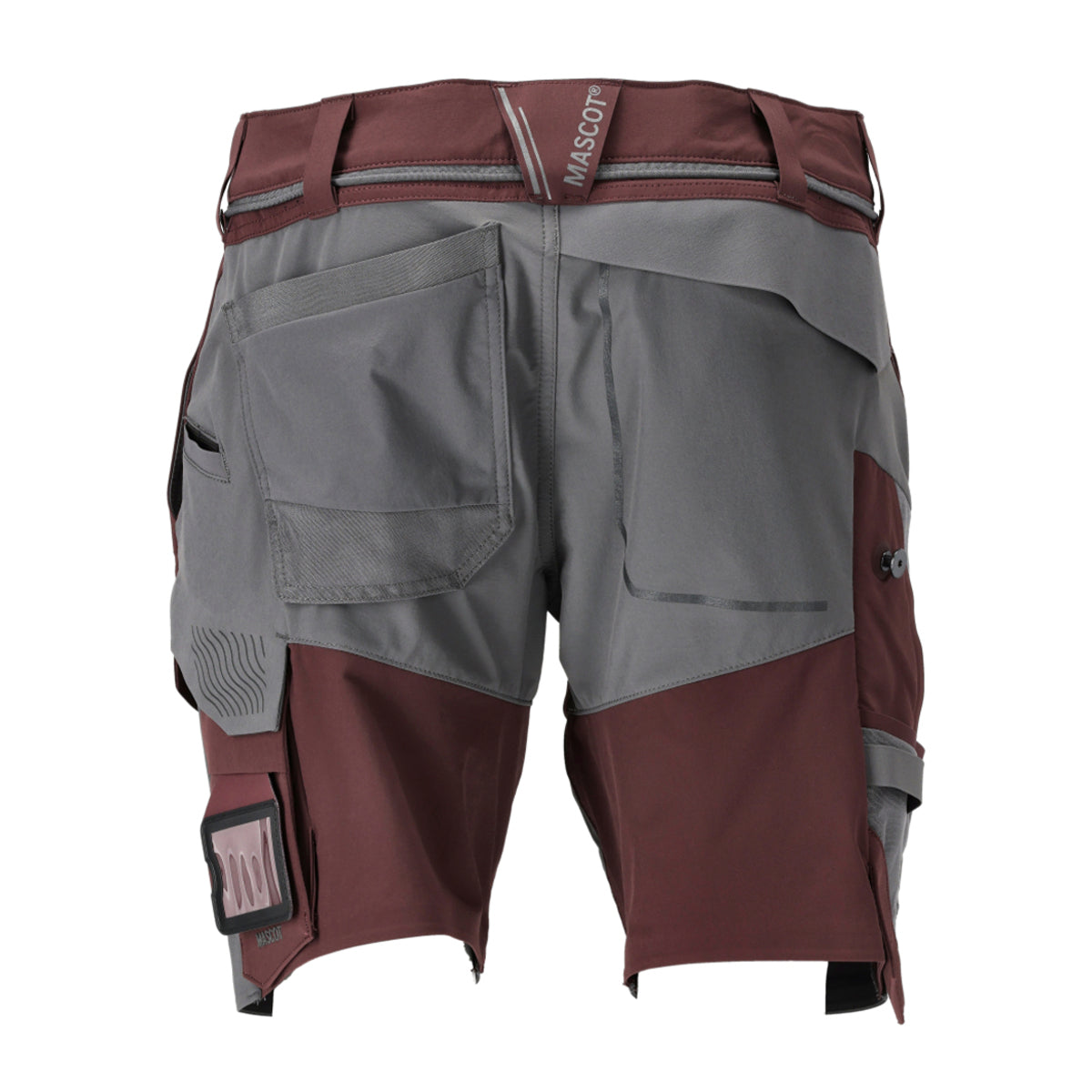 Bordeaux-Stone Grey - Back - Mascot Mens Customised Work Shorts