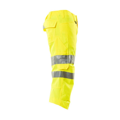 Hi Vis Yellow - Side - Mascot Mens Safe Supreme 3-4 Length Trousers