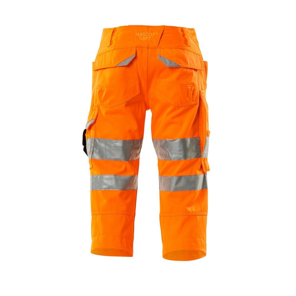 Hi Vis Orange - Back - Mascot Mens Safe Supreme 3-4 Length Trousers