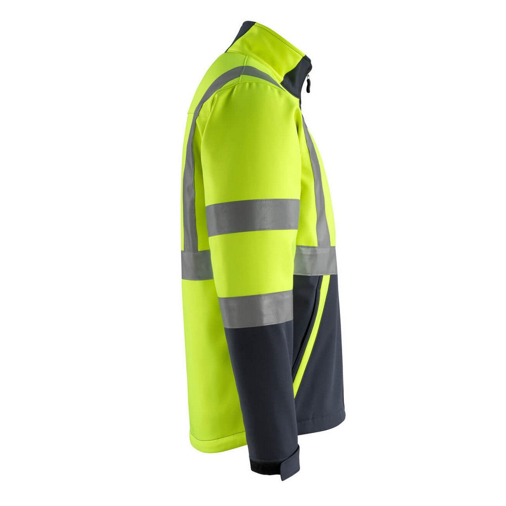 Hi Vis Yellow-Dark Navy - Side - Mascot Unisex Adult Safe Light Soft Shell Jacket
