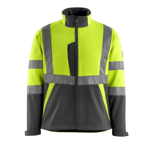 Hi Vis Yellow-Dark Anthracite - Front - Mascot Unisex Adult Safe Light Soft Shell Jacket