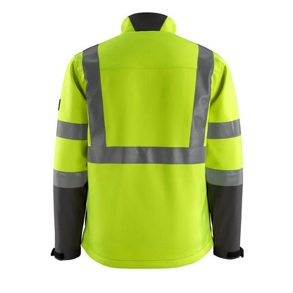 Hi Vis Yellow-Dark Anthracite - Back - Mascot Unisex Adult Safe Light Soft Shell Jacket