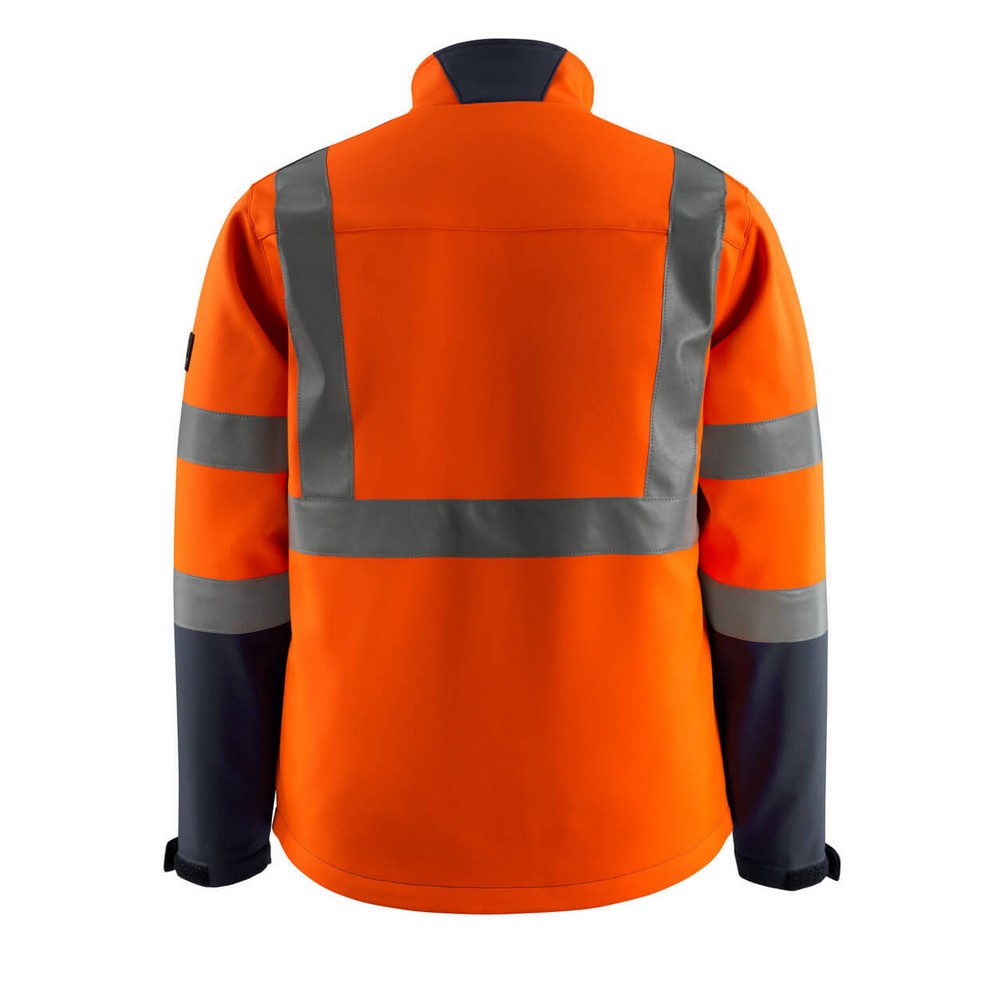 Hi Vis Orange-Dark Navy - Back - Mascot Unisex Adult Safe Light Soft Shell Jacket