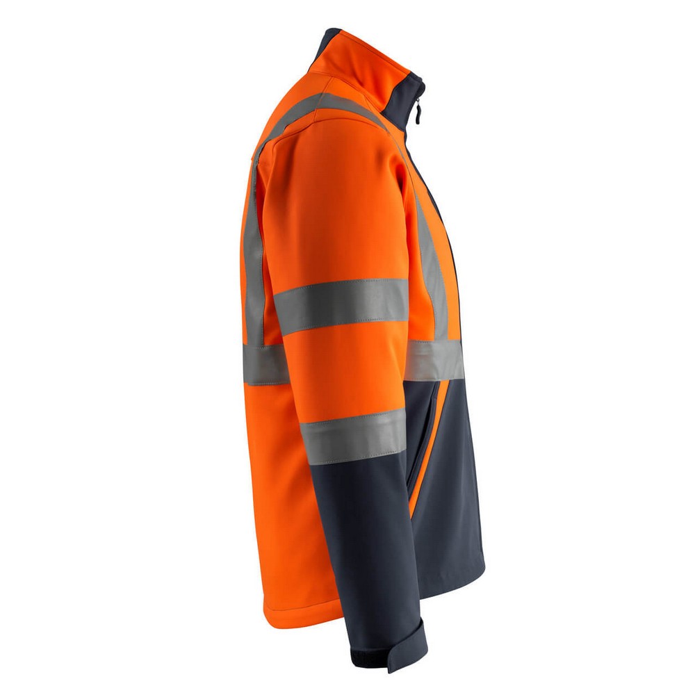 Hi Vis Orange-Dark Navy - Side - Mascot Unisex Adult Safe Light Soft Shell Jacket