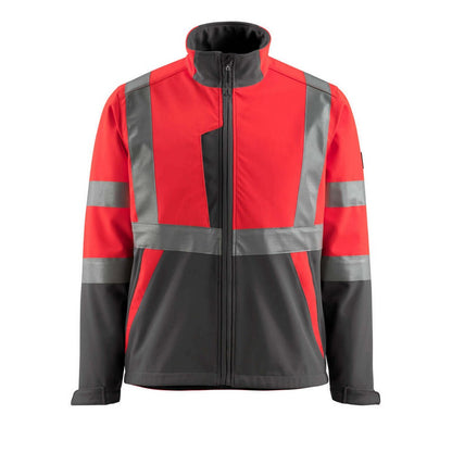 Hi Vis Red-Dark Anthracite - Front - Mascot Unisex Adult Safe Light Soft Shell Jacket