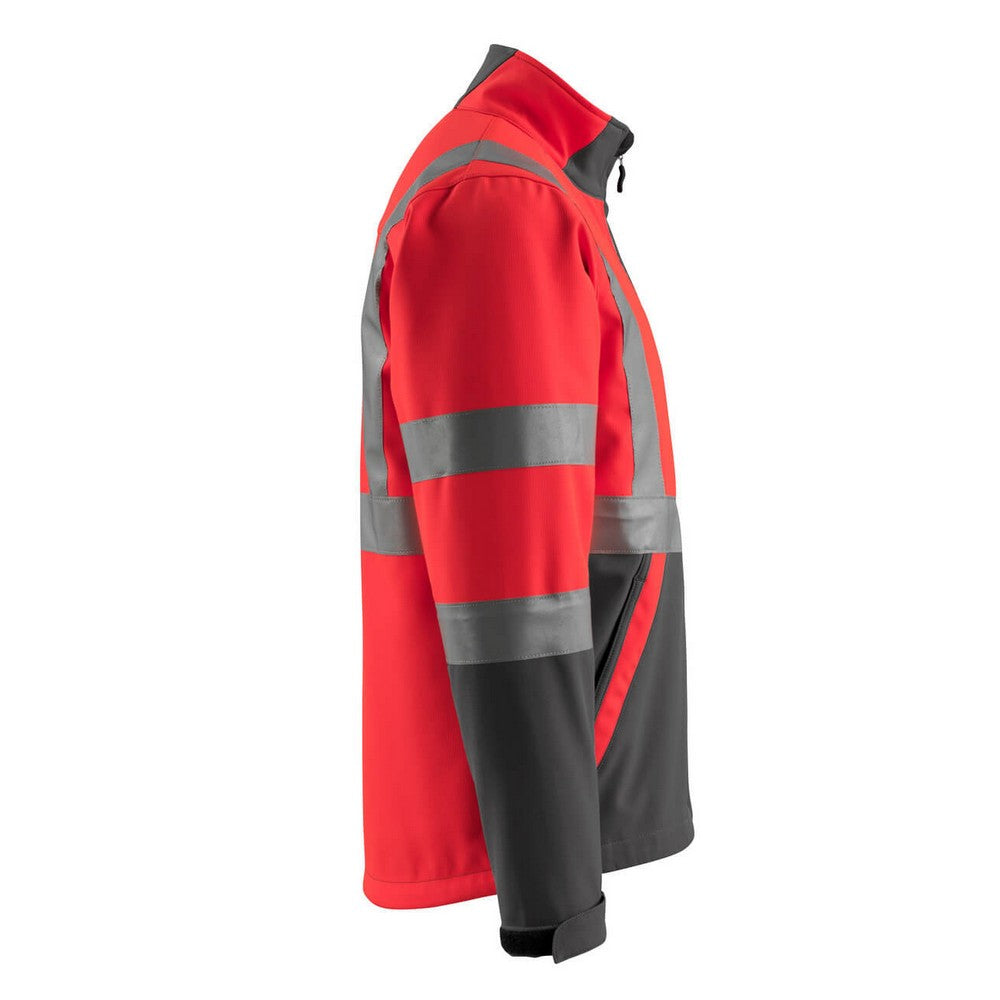 Hi Vis Red-Dark Anthracite - Side - Mascot Unisex Adult Safe Light Soft Shell Jacket