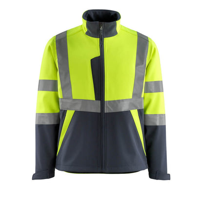 Hi Vis Yellow-Dark Navy - Front - Mascot Unisex Adult Safe Light Soft Shell Jacket