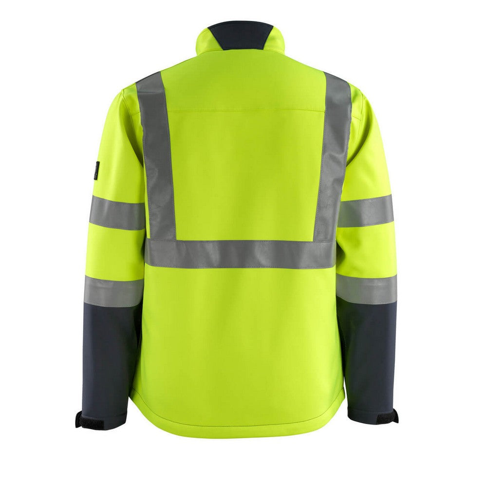 Hi Vis Yellow-Dark Navy - Back - Mascot Unisex Adult Safe Light Soft Shell Jacket