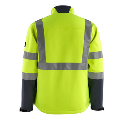 Hi Vis Yellow-Dark Navy - Back - Mascot Unisex Adult Safe Light Soft Shell Jacket