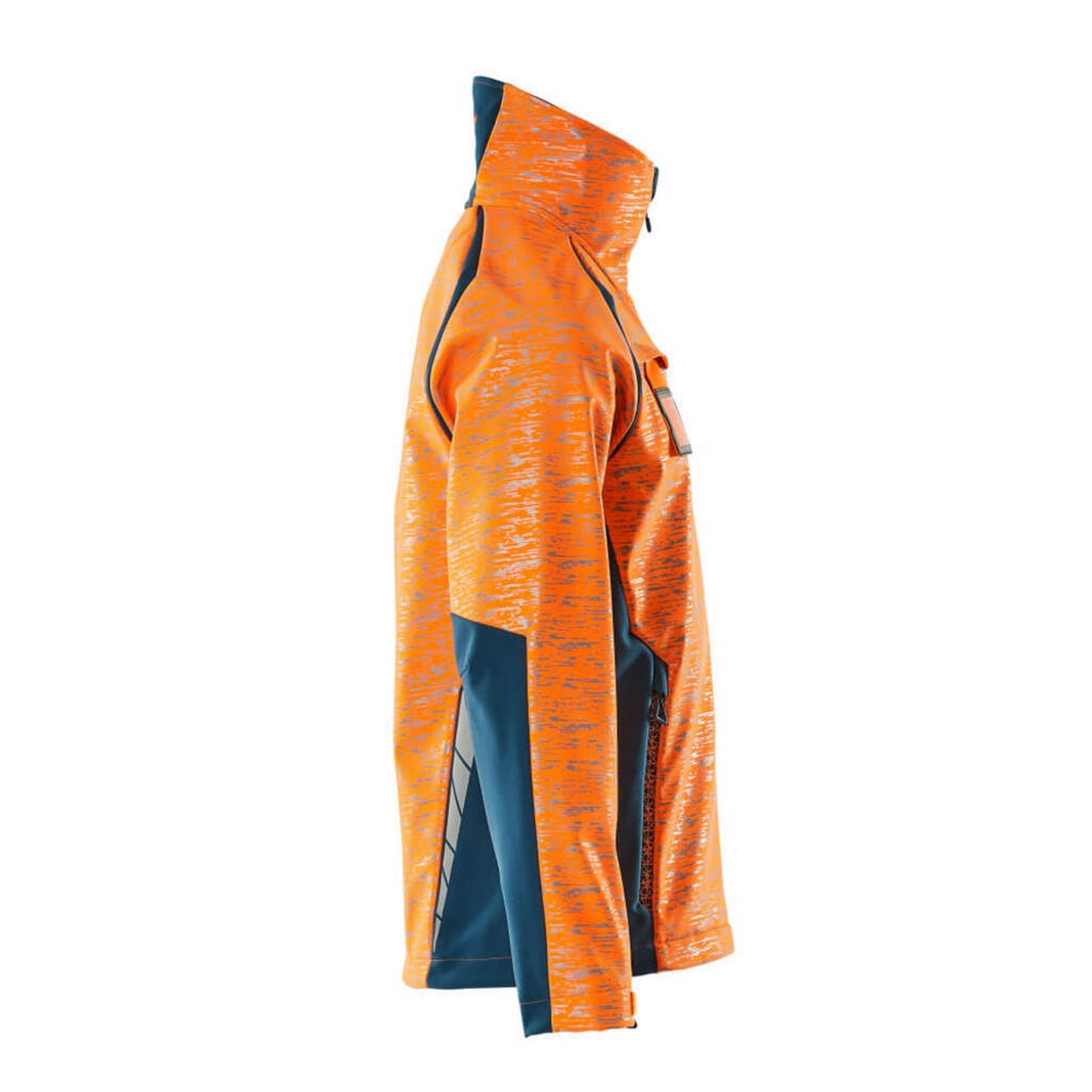 Hi Vis Orange-Dark Petroleum - Side - Mascot Mens Accelerate Safe Soft Shell Jacket