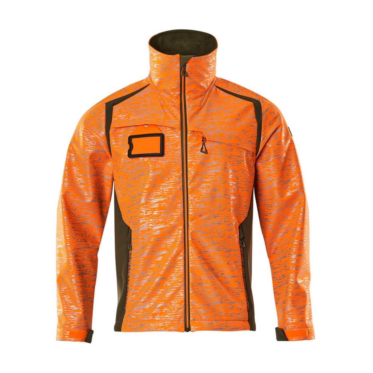 Hi Vis Orange-Moss Green - Front - Mascot Mens Accelerate Safe Soft Shell Jacket