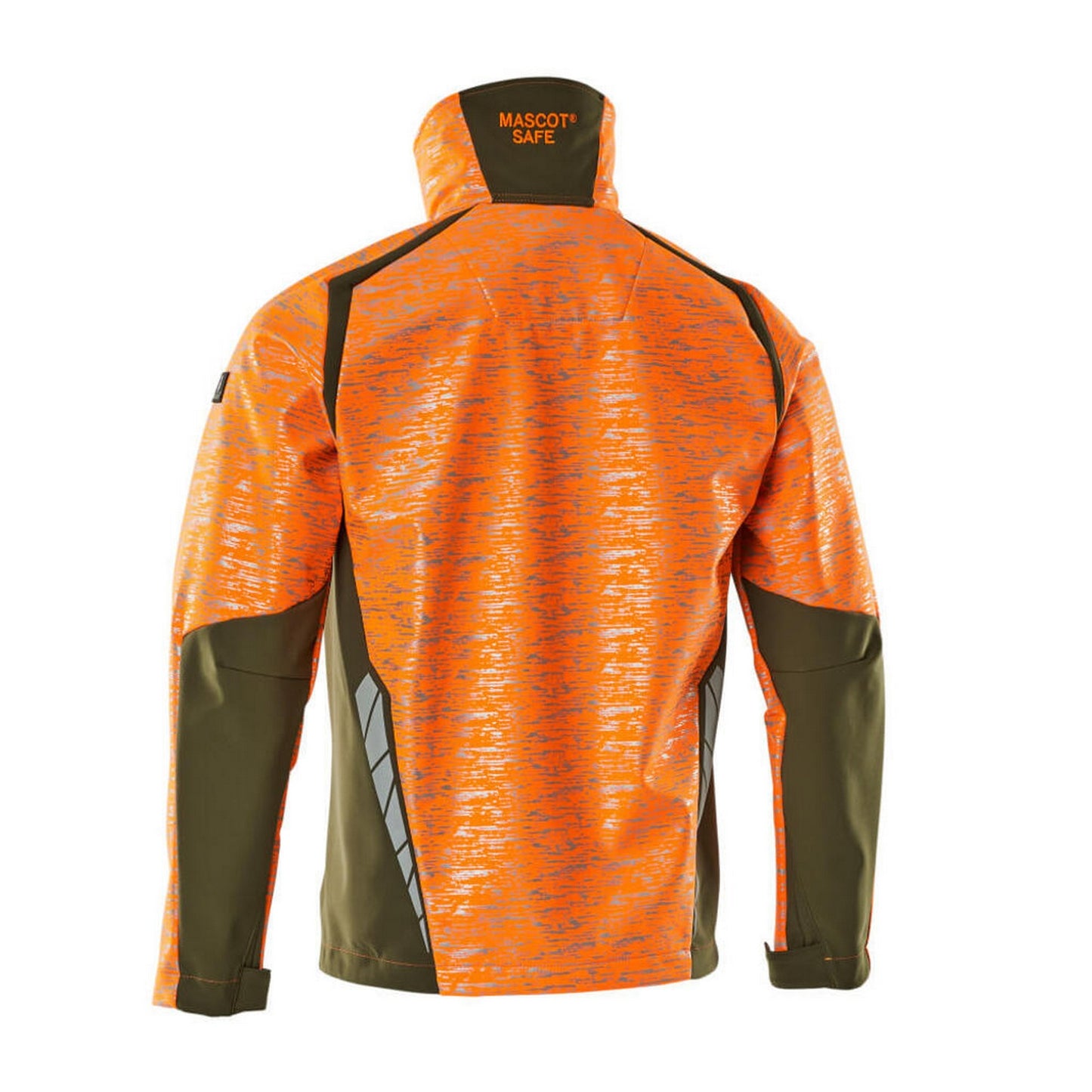 Hi Vis Orange-Moss Green - Back - Mascot Mens Accelerate Safe Soft Shell Jacket