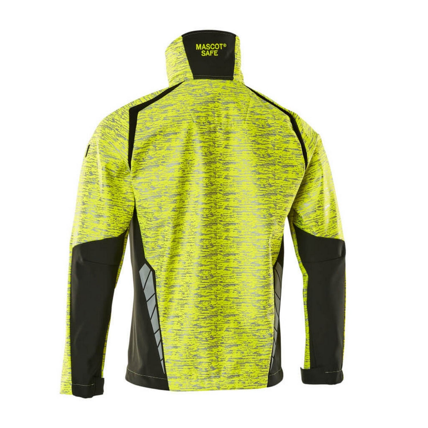 Hi Vis Yellow-Dark Navy - Back - Mascot Mens Accelerate Safe Soft Shell Jacket