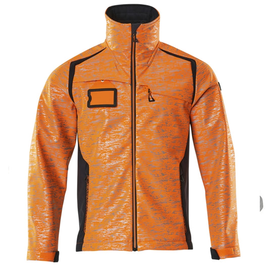 Hi Vis Orange-Dark Navy - Front - Mascot Mens Accelerate Safe Soft Shell Jacket
