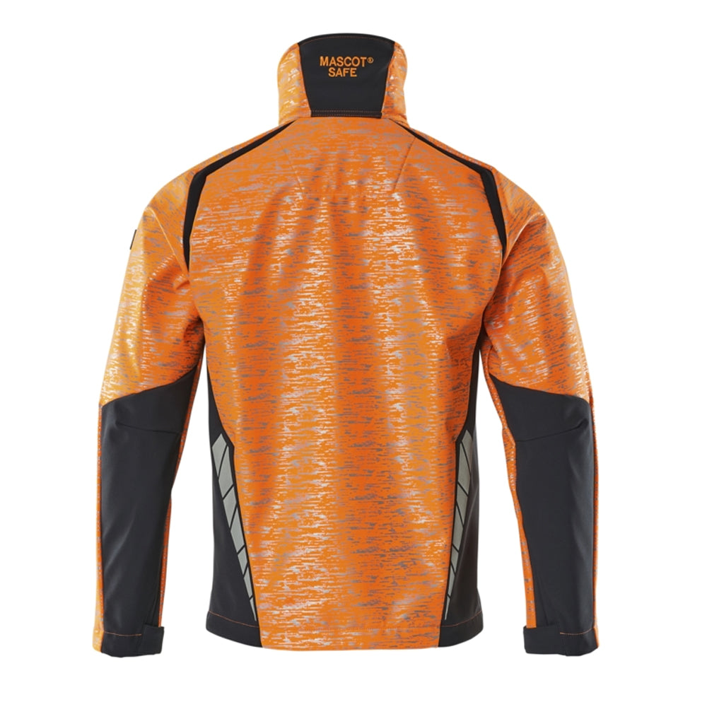 Hi Vis Orange-Dark Navy - Back - Mascot Mens Accelerate Safe Soft Shell Jacket