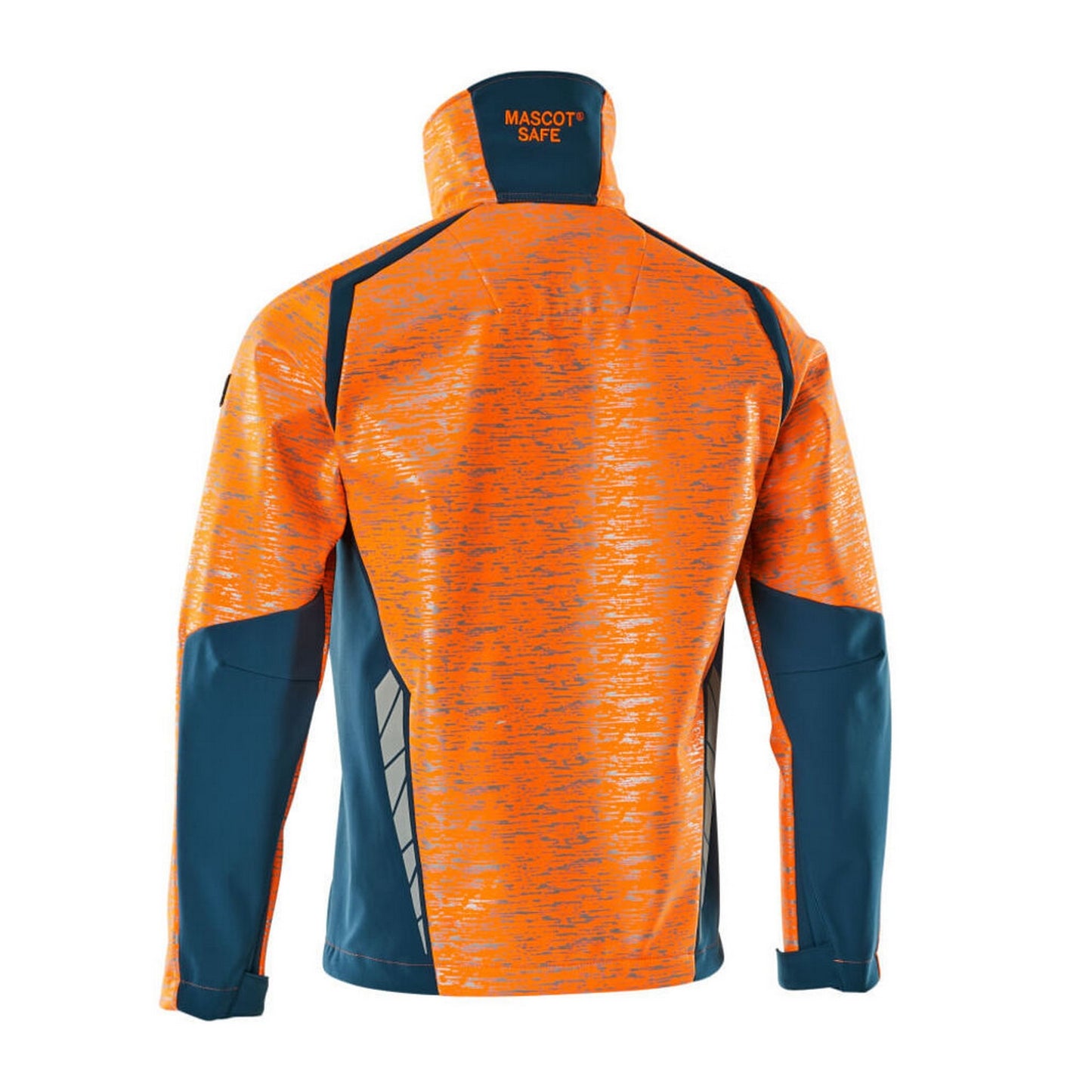 Hi Vis Orange-Dark Petroleum - Back - Mascot Mens Accelerate Safe Soft Shell Jacket