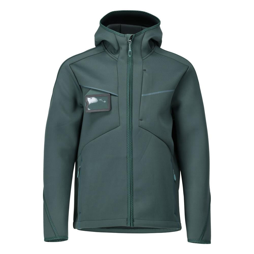 Forest Green - Front - Mascot Mens Customised Stretch Hooded Soft Shell Jacket
