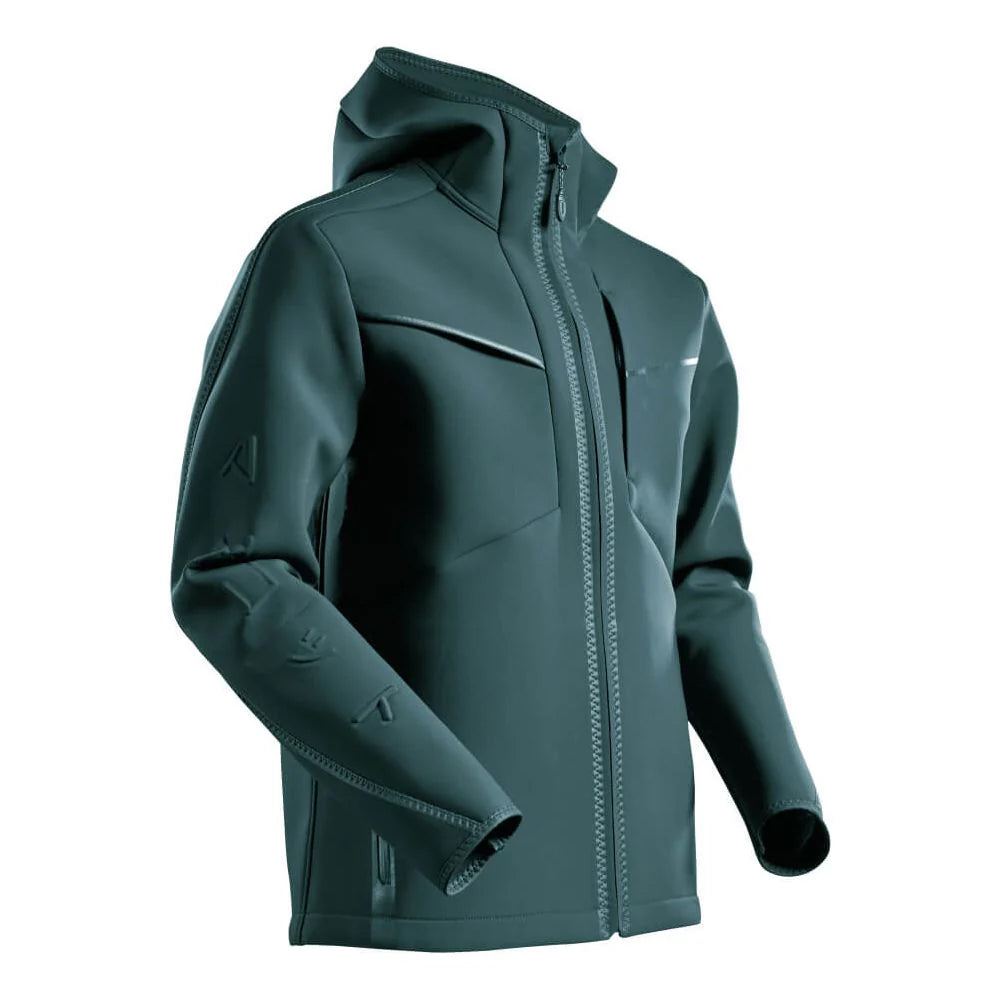 Forest Green - Back - Mascot Mens Customised Stretch Hooded Soft Shell Jacket