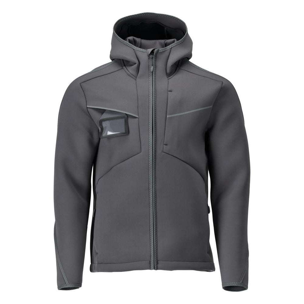 Stone Grey - Front - Mascot Mens Customised Stretch Hooded Soft Shell Jacket