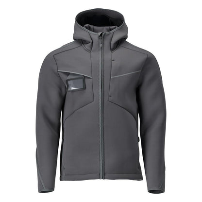Stone Grey - Front - Mascot Mens Customised Stretch Hooded Soft Shell Jacket