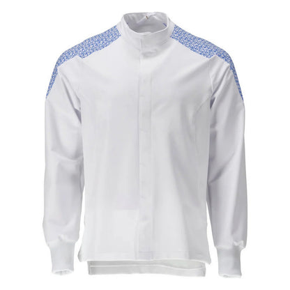 White-Azure Blue - Front - Mascot Mens Food & Care Contrast Panel Chef Jacket