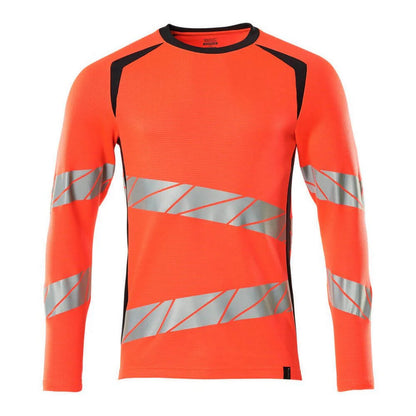 Hi Vis Red-Dark Navy - Front - Mascot Mens Accelerate Safe Long-Sleeved T-Shirt