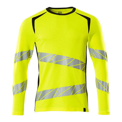 Hi Vis Yellow-Black - Front - Mascot Mens Accelerate Safe Long-Sleeved T-Shirt
