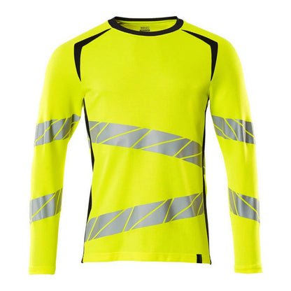 Hi Vis Yellow-Dark Navy - Front - Mascot Mens Accelerate Safe Long-Sleeved T-Shirt