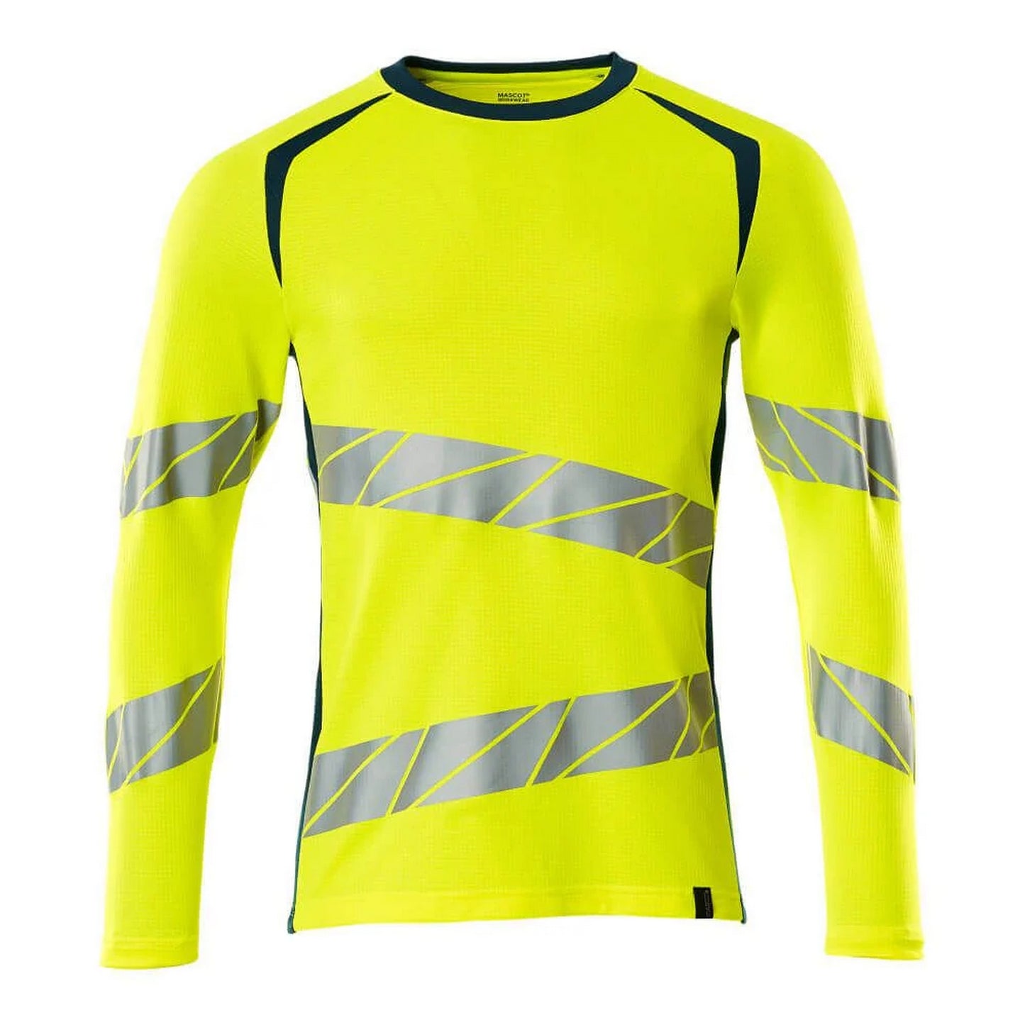 Hi Vis Yellow-Dark Petroleum - Front - Mascot Mens Accelerate Safe Long-Sleeved T-Shirt