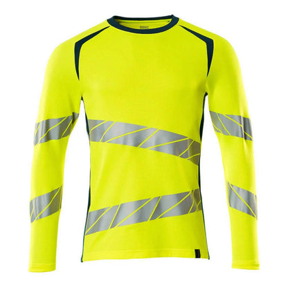 Hi Vis Yellow-Dark Petroleum - Front - Mascot Mens Accelerate Safe Long-Sleeved T-Shirt