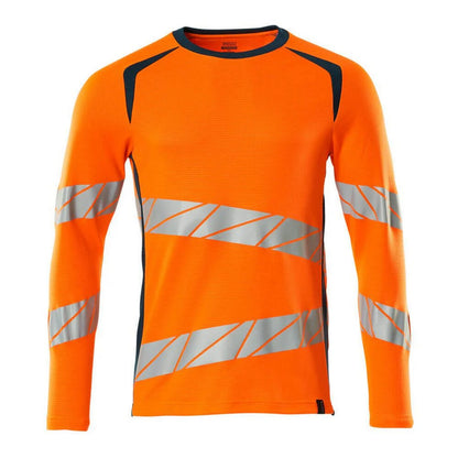Hi Vis Orange-Dark Petroleum - Front - Mascot Mens Accelerate Safe Long-Sleeved T-Shirt