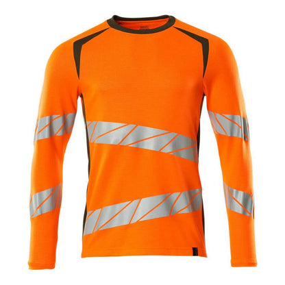 Hi Vis Orange-Moss Green - Front - Mascot Mens Accelerate Safe Long-Sleeved T-Shirt