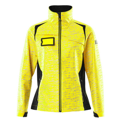 Hi Vis Yellow-Black - Front - Mascot Womens-Ladies Accelerate Safe High-Vis Soft Shell Jacket