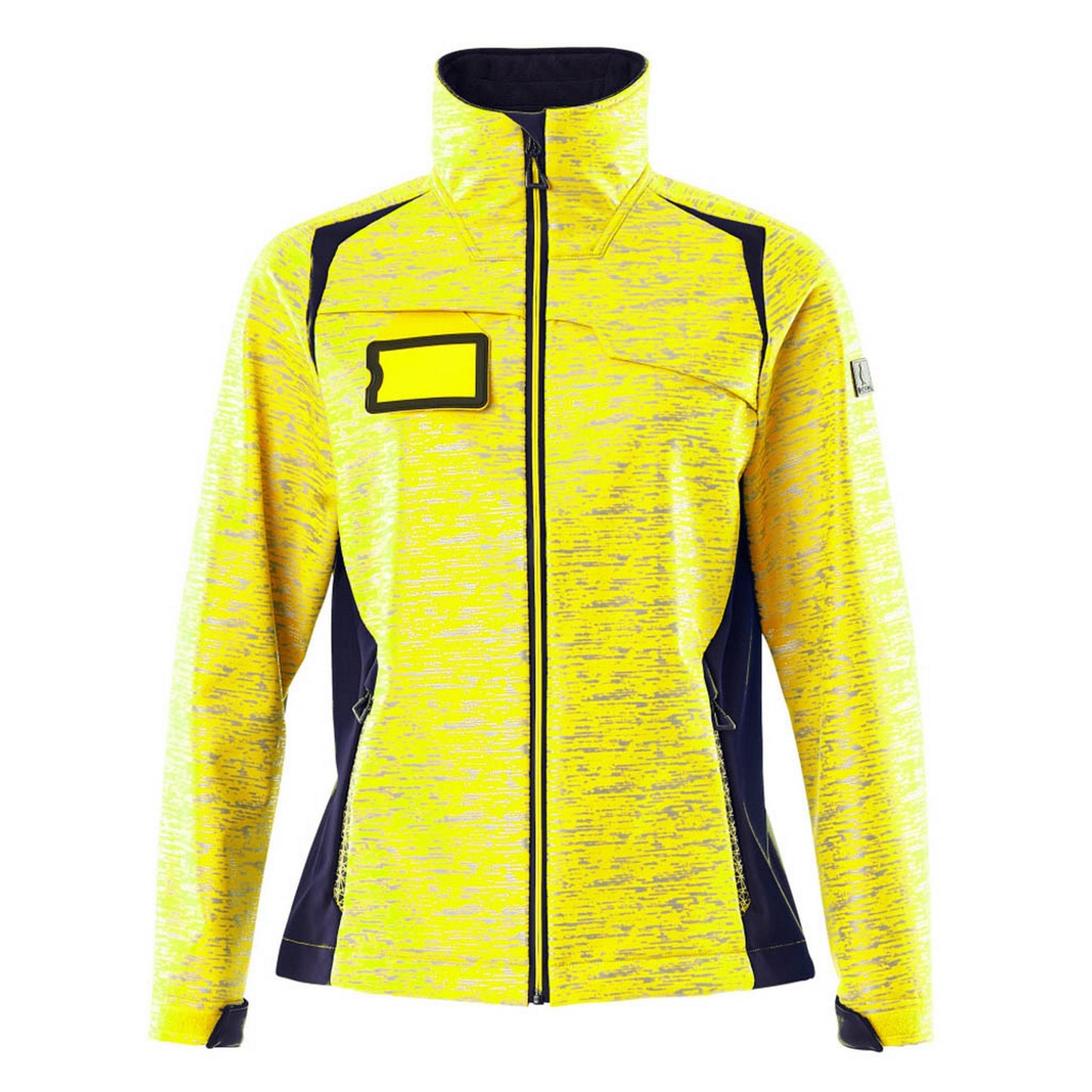 Hi Vis Yellow-Dark Navy - Front - Mascot Womens-Ladies Accelerate Safe High-Vis Soft Shell Jacket